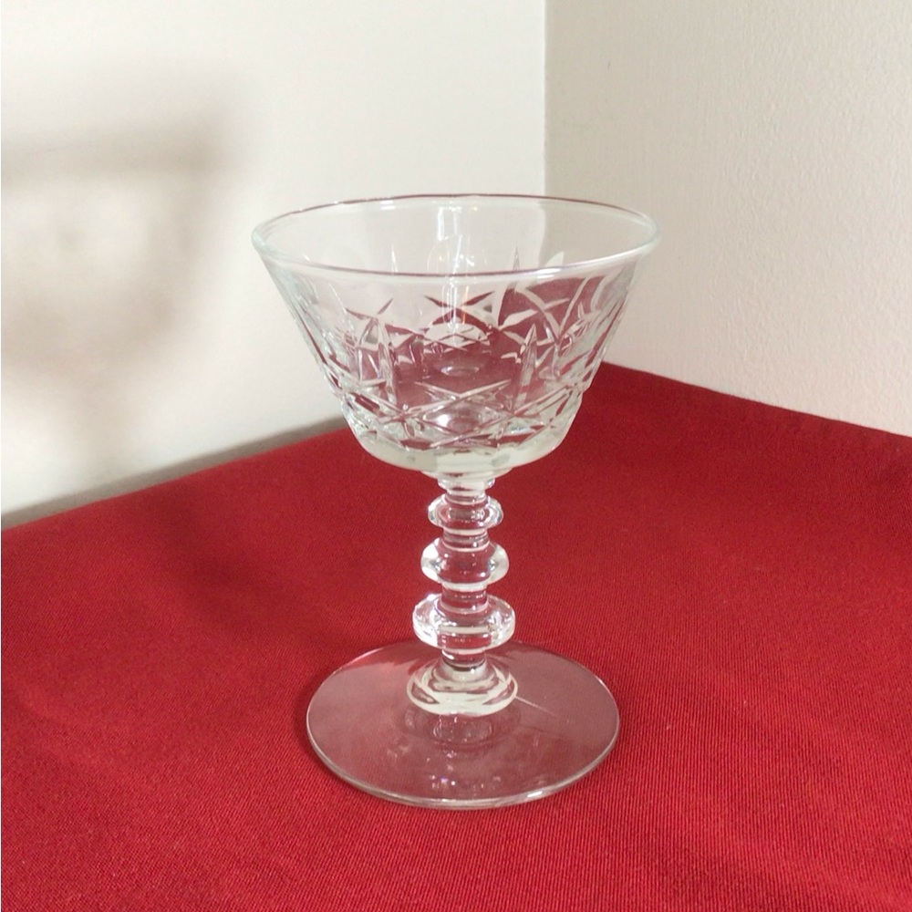 Rock Sharpe Olive & Cross Wafer Stem Cut Crystal Champagne Tall Sherbert A1